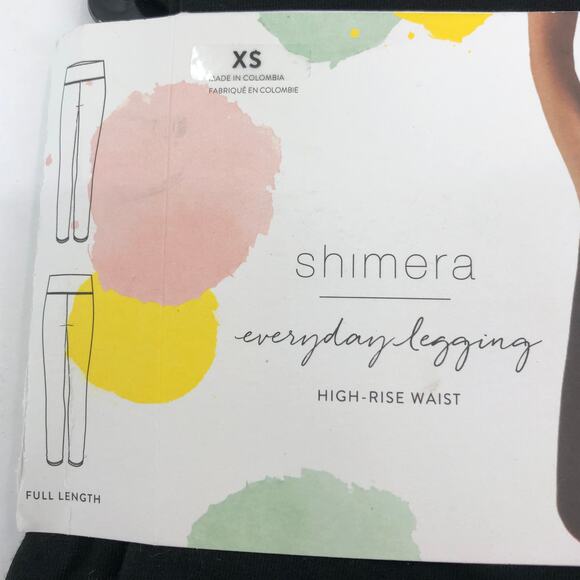 Shimera LOT of 2 Pair Everyday High Rise Elastic Waist Leggings Black XS NEW - Picture 5 of 7